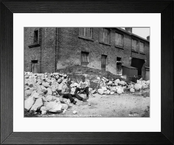 Framed Print : Preparing Raw Material for Crushing, Belleek Potteries Framed Print : Preparing Raw Material for Crushing, Belleek Potteries