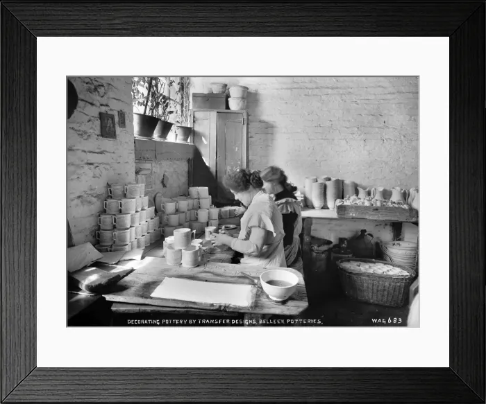 Framed Print : Decorating Pottery By Transfer Designs, Belleek Potteries Framed Print : Decorating Pottery By Transfer Designs, Belleek Potteries