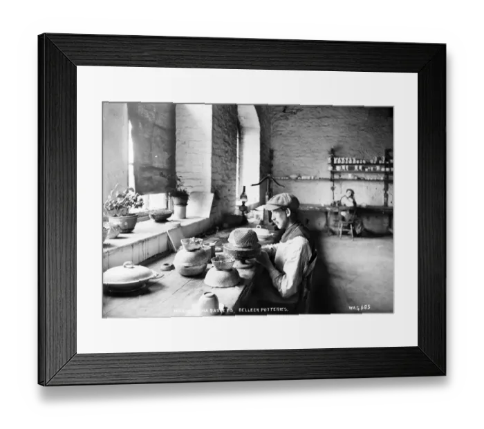 Framed Print : Making China Baskets, Belleek Potteries Framed Print : Making China Baskets, Belleek Potteries