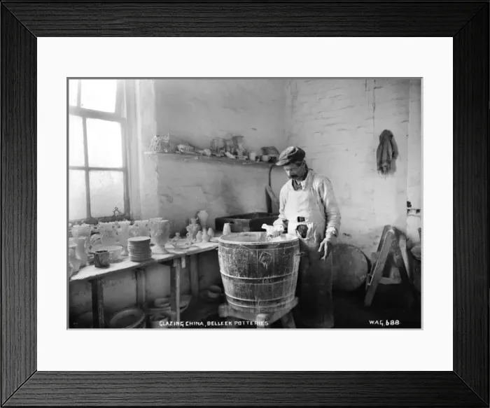 Framed Print : Glazing China, Belleek Potteries