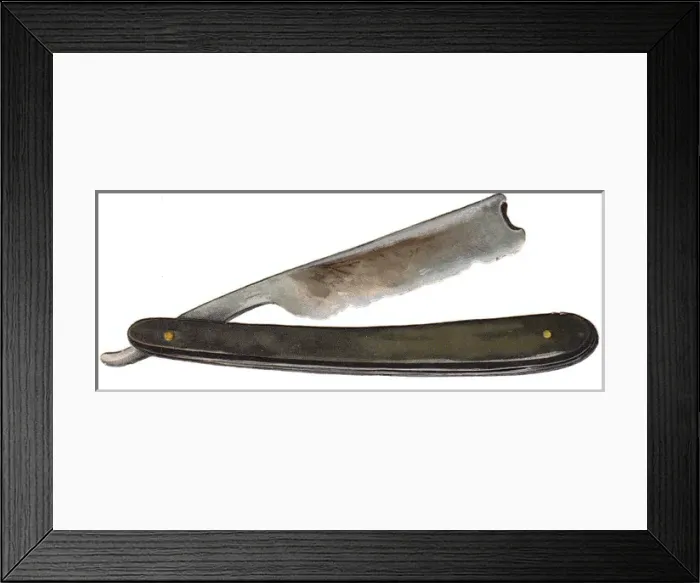 Framed Print : Greetings card in the shape of a razor Framed Print : Greetings card in the shape of a razor
