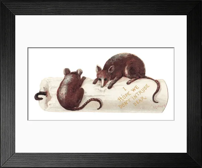 Framed Print : Candle and two mice on a cutout greetings card Framed Print : Candle and two mice on a cutout greetings card