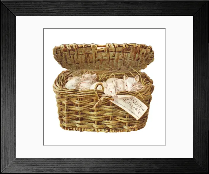Framed Print : Christmas card in the shape of a wickerwork basket Framed Print : Christmas card in the shape of a wickerwork basket