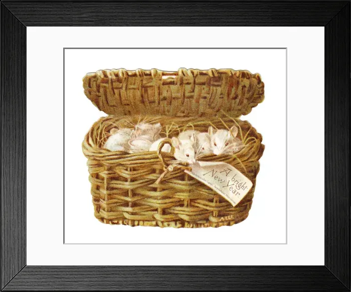 Framed Print : New Year card in the shape of a wickerwork basket Framed Print : New Year card in the shape of a wickerwork basket