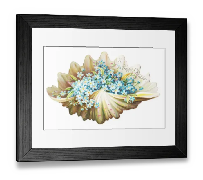 Framed Print : Forgetmenots on a shell-shaped Christmas card Framed Print : Forgetmenots on a shell-shaped Christmas card