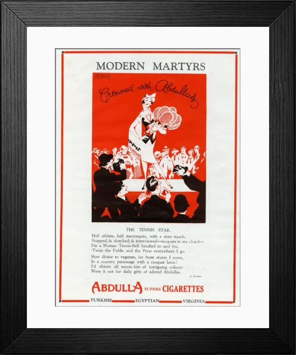 Framed Print : Advertisement for Abdulla Cigarettes Framed Print : Advertisement for Abdulla Cigarettes