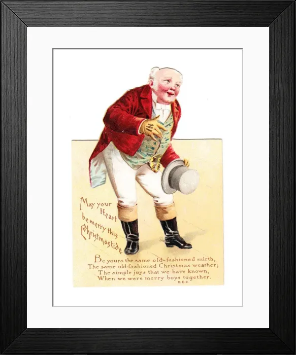 Framed Print : Man bowing on a cutout Christmas card Framed Print : Man bowing on a cutout Christmas card