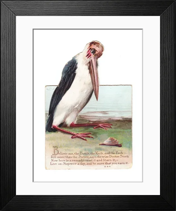 Framed Print : Stork on a cutout Christmas card Framed Print : Stork on a cutout Christmas card