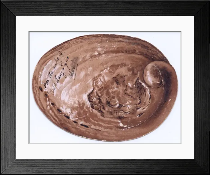Framed Print : Christmas card in the shape of an oval shell Framed Print : Christmas card in the shape of an oval shell