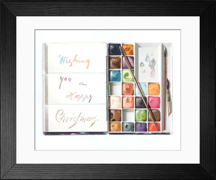 Framed Print : Christmas card in the shape of an open paintbox Framed Print : Christmas card in the shape of an open paintbox