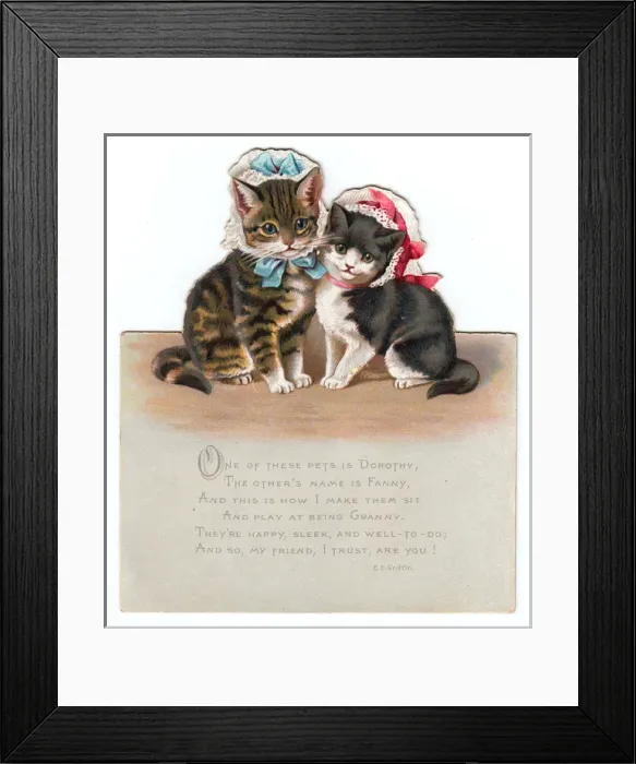 Framed Print : Two kittens, Jack and Nell, on a cutout Christmas card Framed Print : Two kittens, Jack and Nell, on a cutout Christmas card