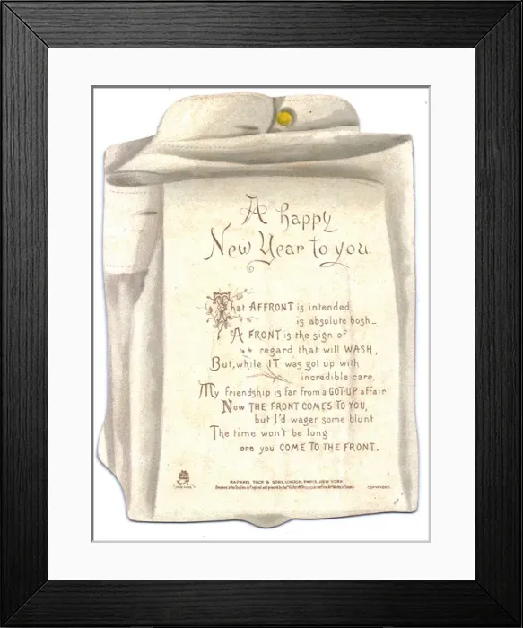 Framed Print : White shirt on a cutout New Year card Framed Print : White shirt on a cutout New Year card