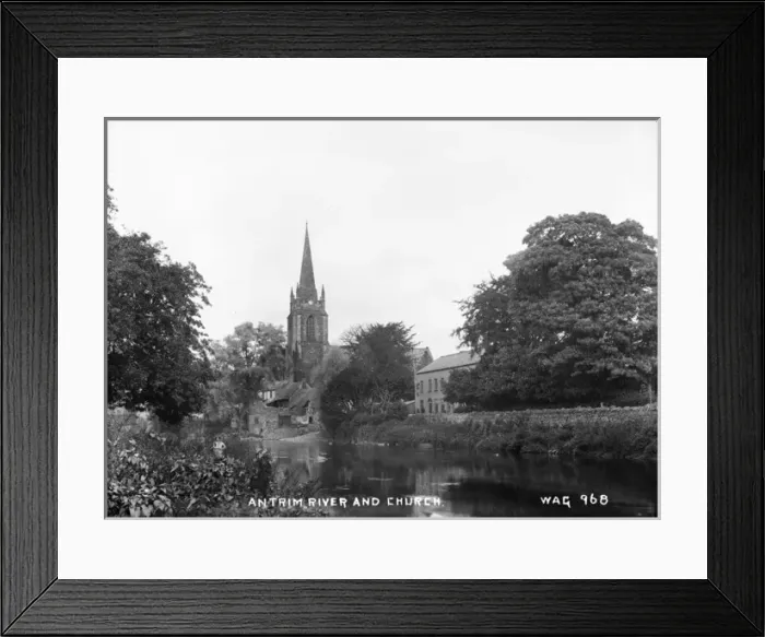 Framed Print : Antrim River and Church Framed Print : Antrim River and Church