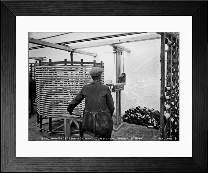 Framed Print : Hand Warping for Damask Handloom Weaving, Waringstown