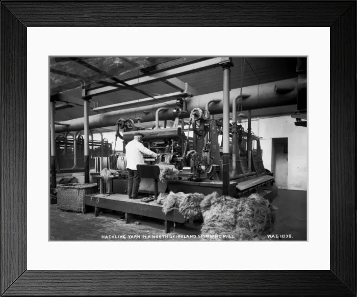 Framed Print : Hackling Yarn in a North of Ireland Spinning Mill Framed Print : Hackling Yarn in a North of Ireland Spinning Mill