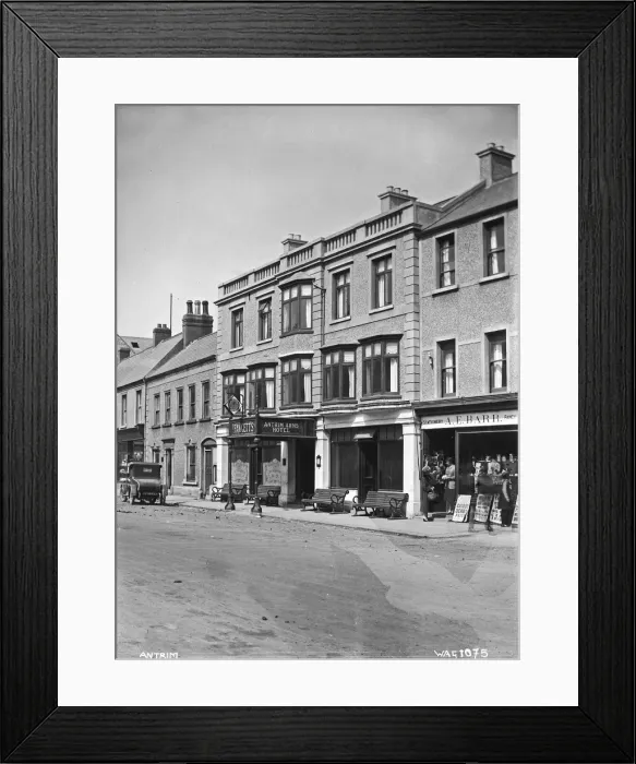 Framed Print : Antrim - a view of the Fawcetts Antrim arms hotel as above Framed Print : Antrim - a view of the Fawcetts Antrim arms hotel as above
