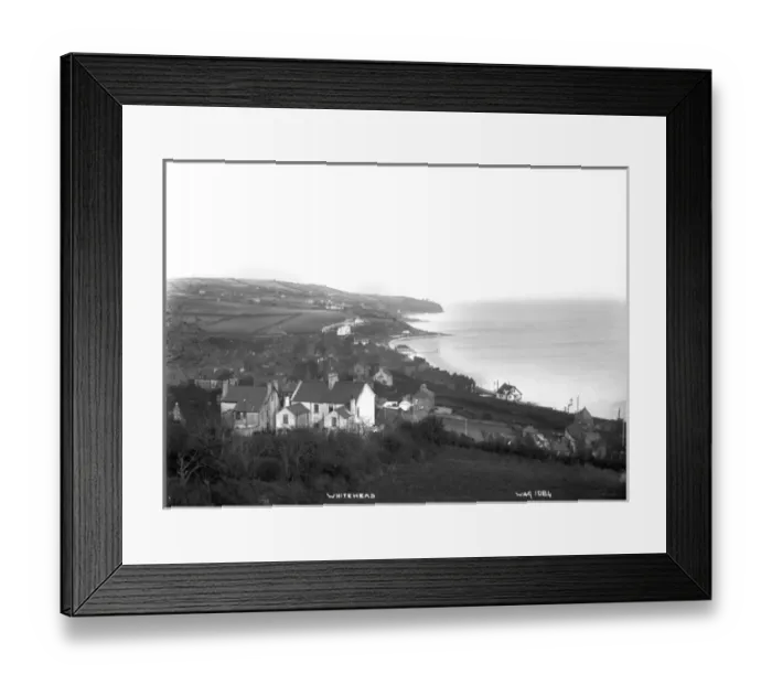 Framed Print : Whitehead - a panoramic view of the town and the bay showing blackhead Framed Print : Whitehead - a panoramic view of the town and the bay showing blackhead