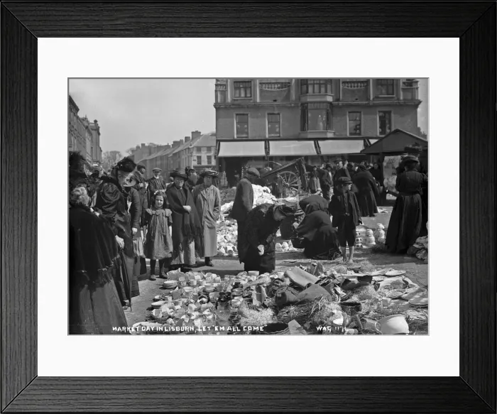 Framed Print : Market Day in Lisburn, Let Em All Come