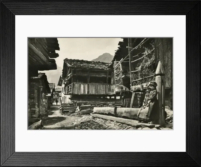 Framed Print : Street scene in Kippel - Lotschen Valley, Switzerland Framed Print : Street scene in Kippel - Lotschen Valley, Switzerland