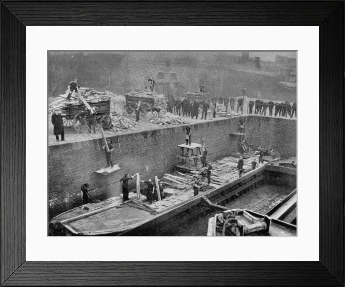 Framed Print : Barnardos Labour House - Discharging a Cargo of Wood Framed Print : Barnardos Labour House - Discharging a Cargo of Wood