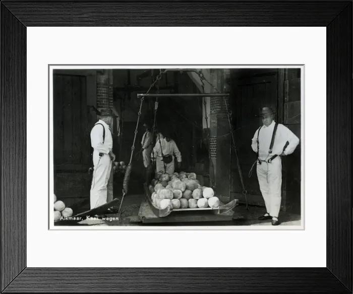 Framed Print : Weighing round Edam cheeses at Alkmaar - The Netherlands Framed Print : Weighing round Edam cheeses at Alkmaar - The Netherlands