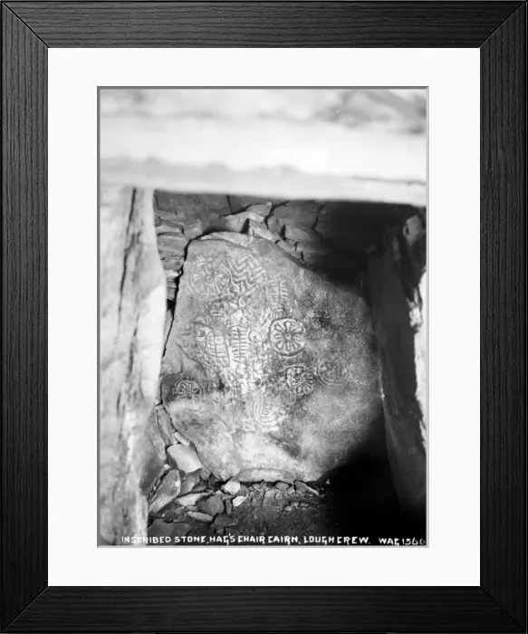 Framed Print : Inscribed Stone, Hags Chair Cairn, Lough Crew Framed Print : Inscribed Stone, Hags Chair Cairn, Lough Crew