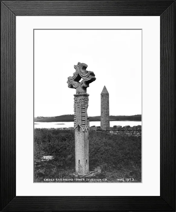 Framed Print : Cross and Round Tower, Devenish Island Framed Print : Cross and Round Tower, Devenish Island