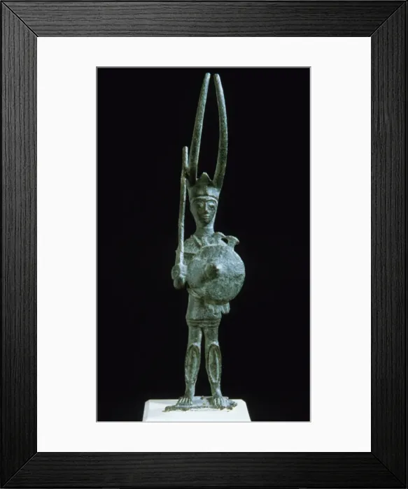 Framed Print : Italy. Sardinia. Nuragic civilization. Statuette of a warrio Framed Print : Italy. Sardinia. Nuragic civilization. Statuette of a warrio