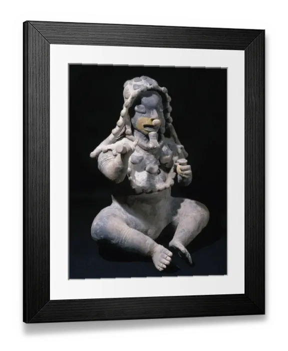 Framed Print : The Ancient Jama-Coaque Culture. Ecuador. Male figure sittin Framed Print : The Ancient Jama-Coaque Culture. Ecuador. Male figure sittin