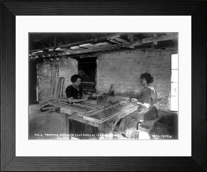 Framed Print : No. 4 Trimming Shanks of Clay Pipes After Moulding