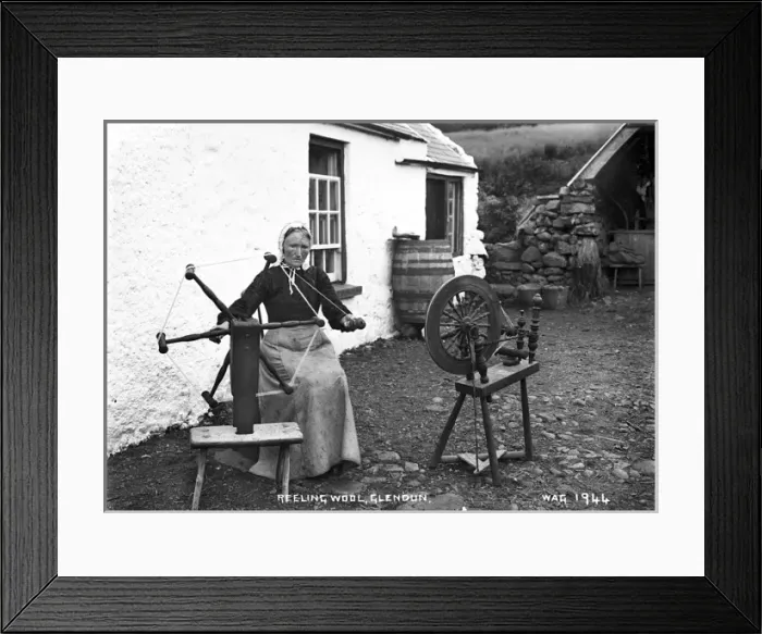 Framed Print : Reeling Wool, Glendun Framed Print : Reeling Wool, Glendun