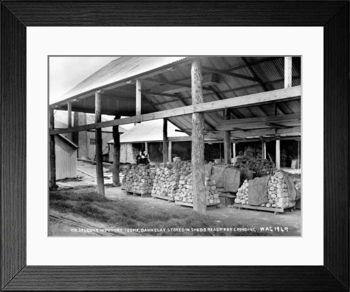 Framed Print : Kieselguhr Industry, Toome, Bann Clay Stored in Sheds Framed Print : Kieselguhr Industry, Toome, Bann Clay Stored in Sheds