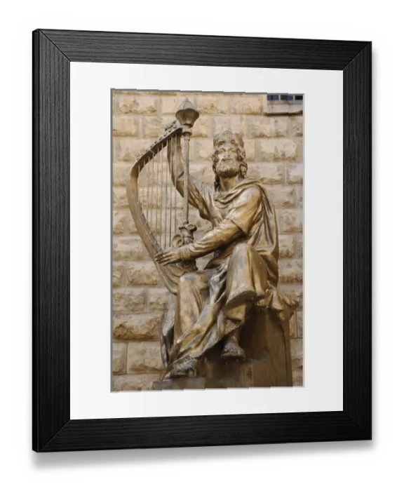 Framed Print : King David of Israel (C. 1040-970 BC) playing the harp. Stat Framed Print : King David of Israel (C. 1040-970 BC) playing the harp. Stat
