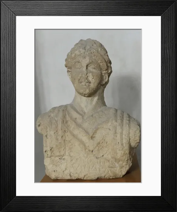 Framed Print : Funerary bust of a woman. Limestone. From Beth Shean, Israel Framed Print : Funerary bust of a woman. Limestone. From Beth Shean, Israel