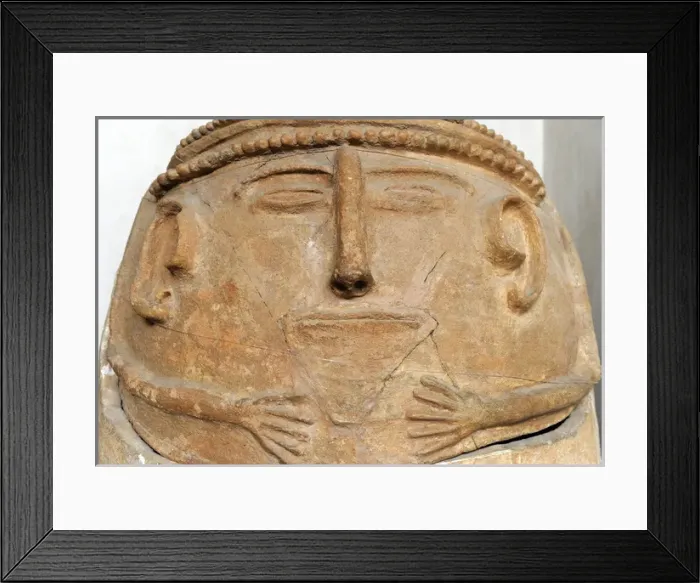 Framed Print : Anthropoid clay coffin. 12th century BC. Detail Framed Print : Anthropoid clay coffin. 12th century BC. Detail