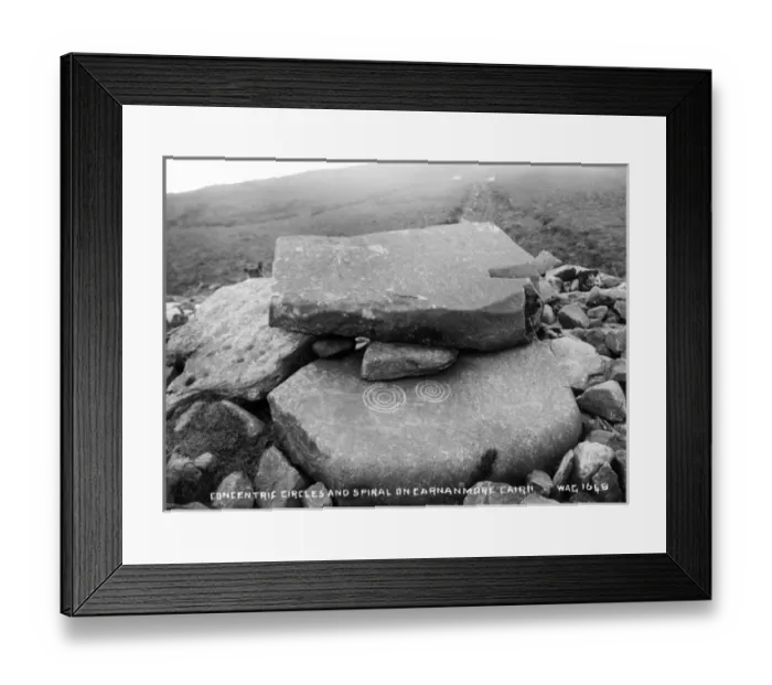 Framed Print : Concentric Circle and Spiral on Carnamore Cairn Framed Print : Concentric Circle and Spiral on Carnamore Cairn