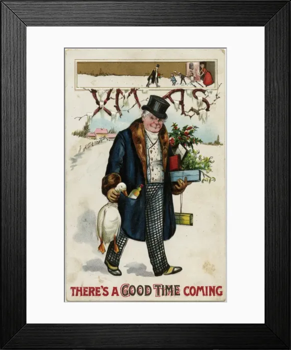 Framed Print : Jolly Gentleman heads home for Christmas with goodies Framed Print : Jolly Gentleman heads home for Christmas with goodies