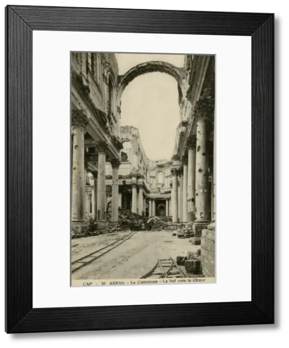 Framed Print : Interior and nave of Arras Cathedral, France, WW1 Framed Print : Interior and nave of Arras Cathedral, France, WW1