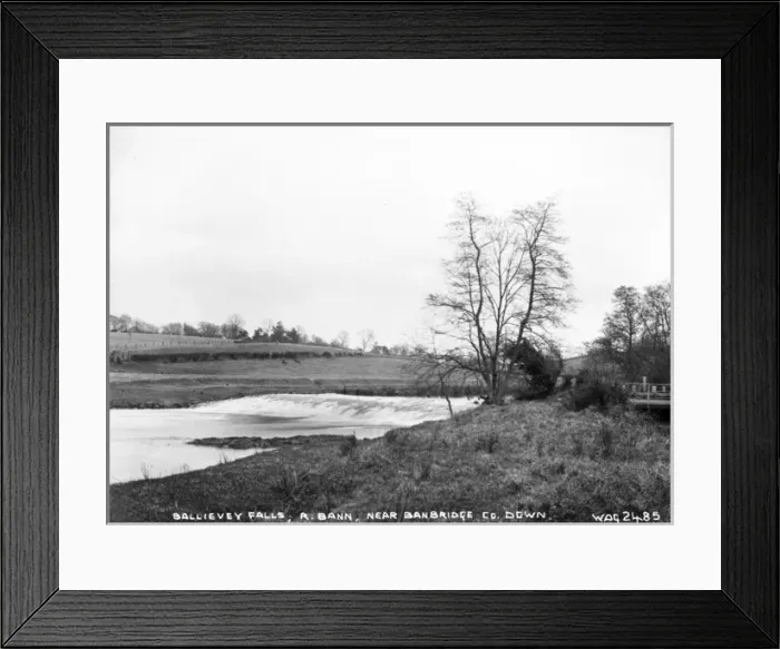 Framed Print : Ballievey Falls, R. Bann, near Banbridge, Co. Down Framed Print : Ballievey Falls, R. Bann, near Banbridge, Co. Down