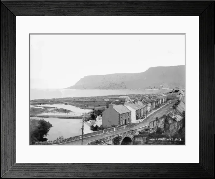 Framed Print : Waterfoot - an elevated view of the town and the bridge in the foreground