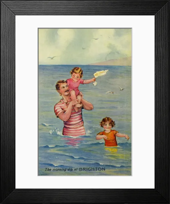 Framed Print : Seashore. The morning dip Framed Print : Seashore. The morning dip