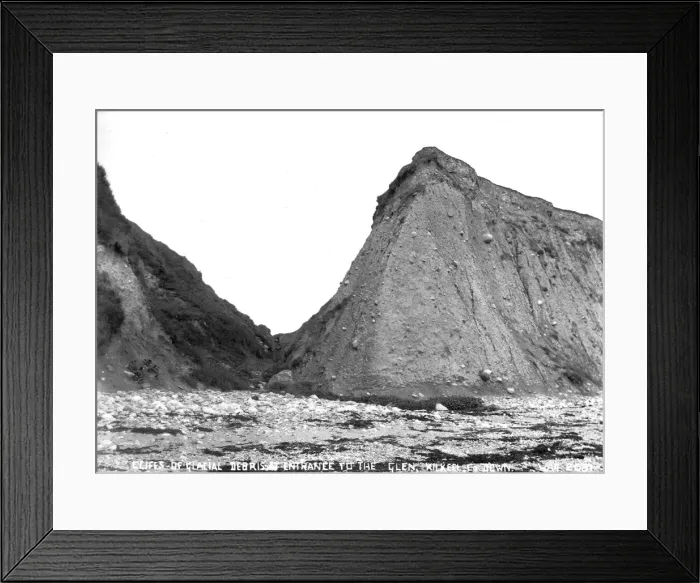 Framed Print : Cliffs of Glacial Debris at Entrance to the Glen, Kilkeel, C Framed Print : Cliffs of Glacial Debris at Entrance to the Glen, Kilkeel, C