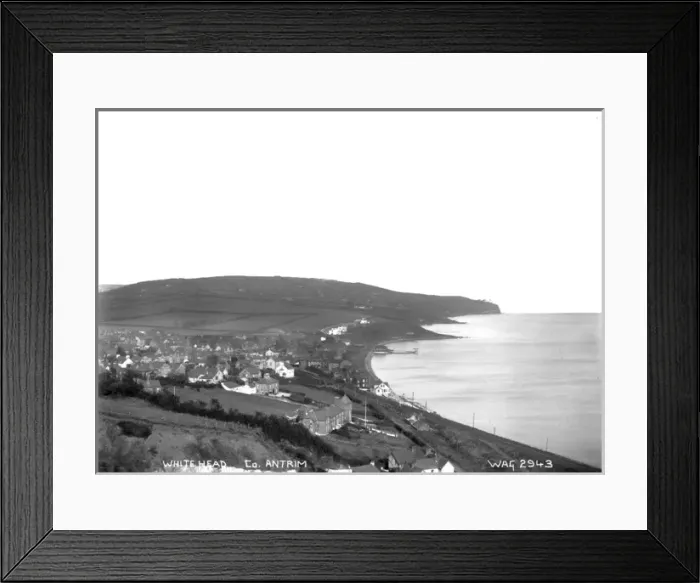 Framed Print : Whitehead - an elevated panorama of the town and coastline Framed Print : Whitehead - an elevated panorama of the town and coastline