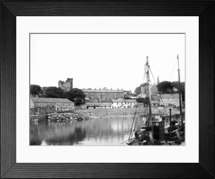Framed Print : Ardglass - a view of Ardglass from the pier with a fishing boat in the foreground Framed Print : Ardglass - a view of Ardglass from the pier with a fishing boat in the foreground