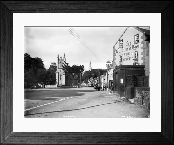 Framed Print : Rostrevor - a view of the square with a public house to the right Framed Print : Rostrevor - a view of the square with a public house to the right