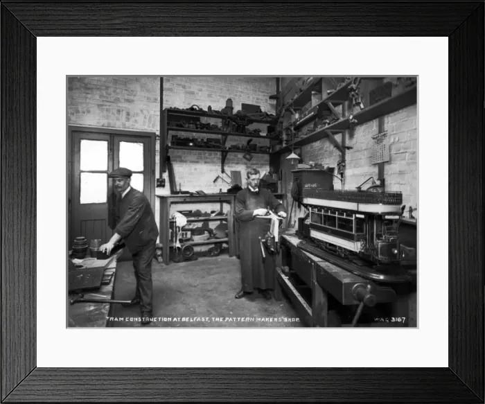 Framed Print : Tram Construction at Belfast, the Pattern Makers Shop Framed Print : Tram Construction at Belfast, the Pattern Makers Shop