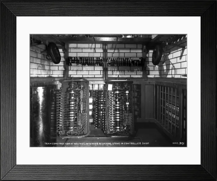 Framed Print : Tram Construction at Belfast, Interior of Drying Stove in Co Framed Print : Tram Construction at Belfast, Interior of Drying Stove in Co