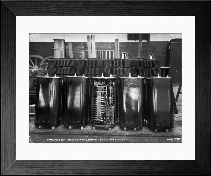 Framed Print : Tram Construction at Belfast, Controllers Ready for Cars Framed Print : Tram Construction at Belfast, Controllers Ready for Cars