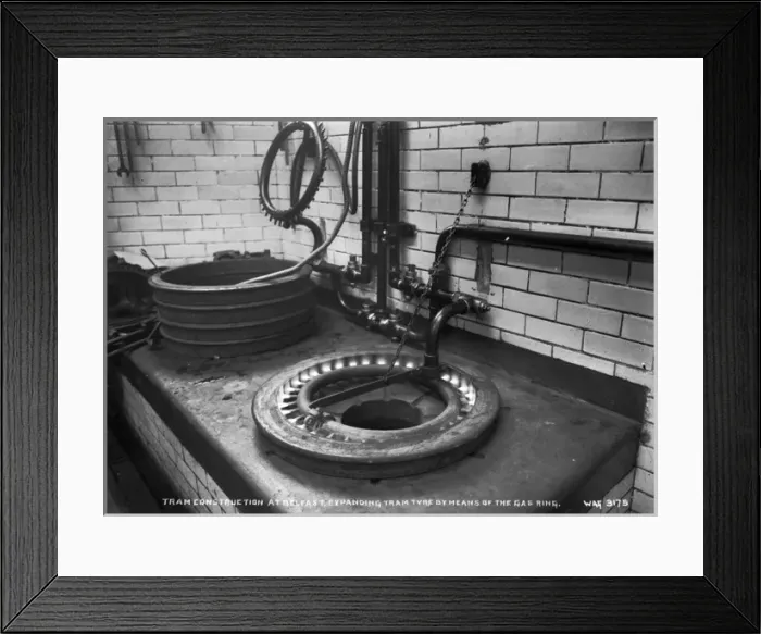 Framed Print : Tram Construction at Belfast, Expanding Tram Tyre Framed Print : Tram Construction at Belfast, Expanding Tram Tyre