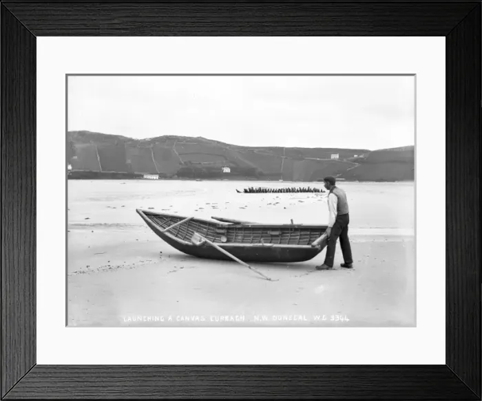 Framed Print : Launching a Canvas Curragh, North West Donegal Framed Print : Launching a Canvas Curragh, North West Donegal